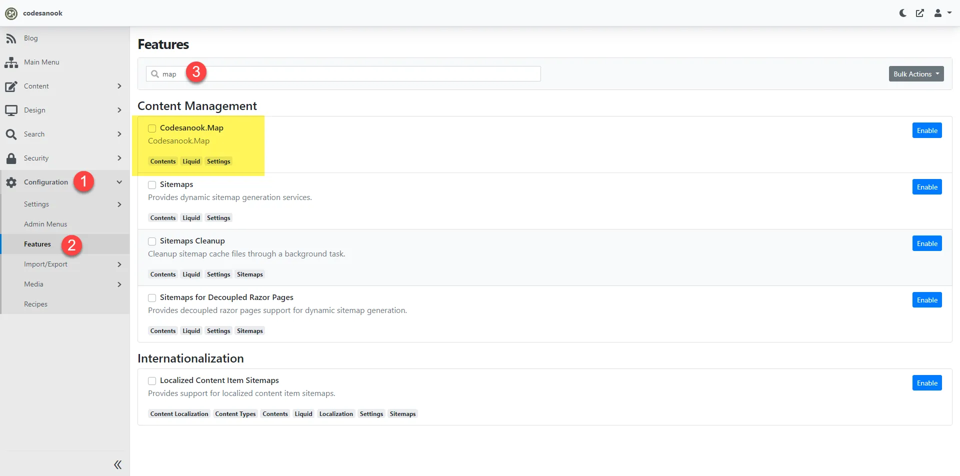 a module not enable yet