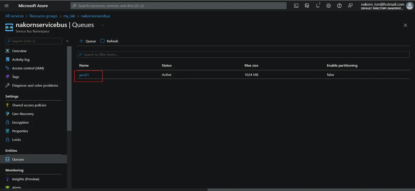 Success create queue