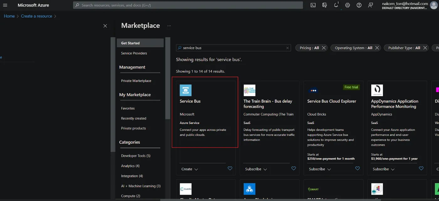 Create Azure Service Bus