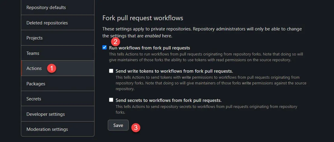 Enable run workflows from fork pull requests