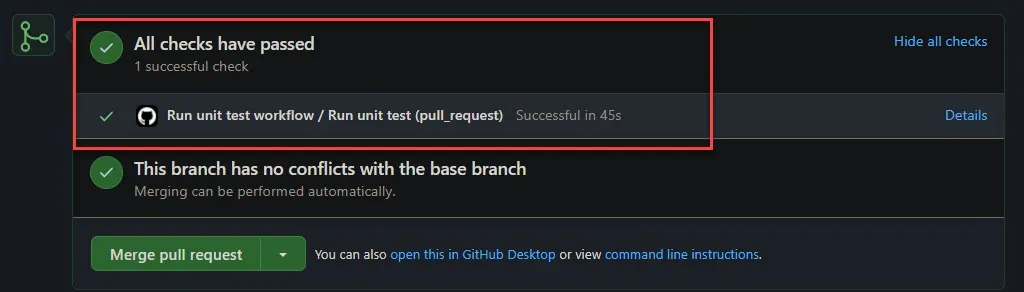 Result in GitHub PR checks
