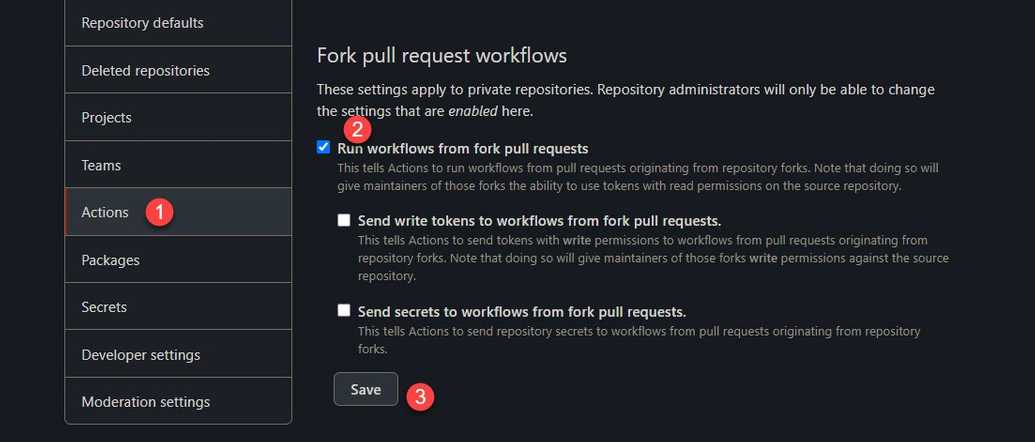 Enable run workflows from fork pull requests