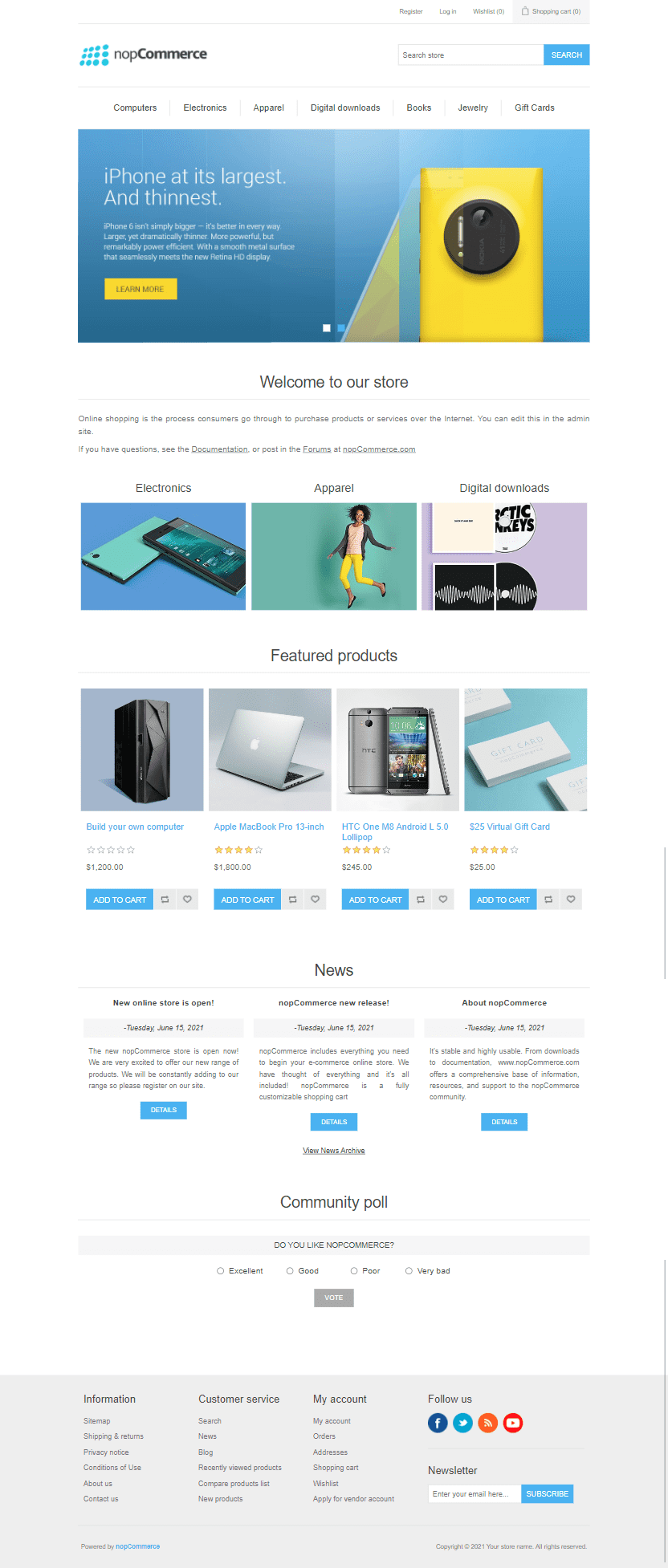nopcommerce home page